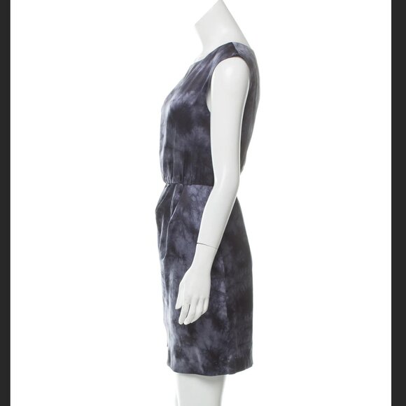 Theory Silk Tie-Dye Dress | Dark Blue & Charcoal Gray | Size 2 - Picture 2 of 3